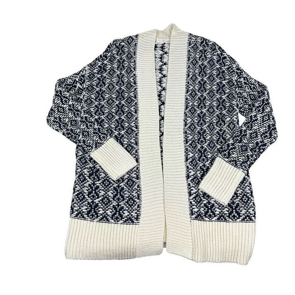 Gap Women’s Jacquard Open Front CardiganSize XS / S Navy & Cream - Picture 1 of 9